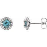 14K White 4.5 mm Natural Aquamarine & 1/6 CTW Natural Diamond Earrings